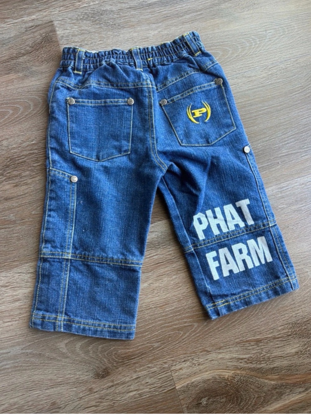 Phat Farm Blue Denim Logo Cargo Jeans for Kids